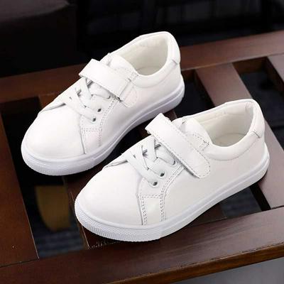 26-34 Yards Spring Style First Layer Cowhide Genuine Leather Children Velcro Closure Casual Stylish Comfortable Sports Boys Girls Small White Plate Shoes 