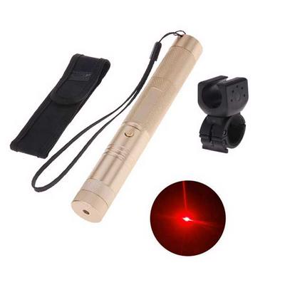 1mw 650nm Red Beam Flashlight Adjustable Focus Laser Pointer Kit with Bicycle Handlebar - Gold