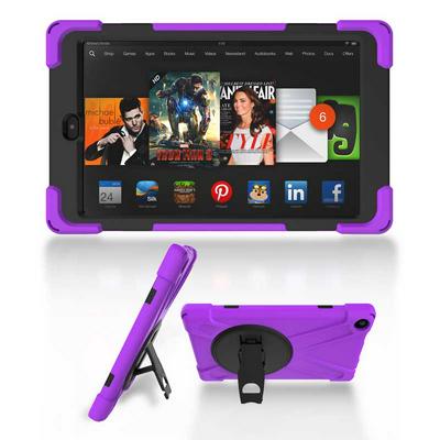 Shockwave Detachable 3 in 1 TPU + Hard PC Back Cover Case with Rotatable Stand for Amazon Fire HD 8 - Purple
