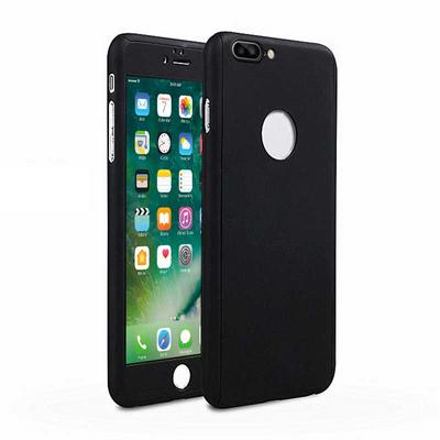 Ultrathin 3 in 1 360 Degree Full Body Protection Hard PC Phone Case Cover + Tempered Glass Screen Film Protector for iPhone 7 Plus - Black 