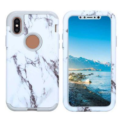 Marble Pattern 3 in 1 Detachable Hard PC + Soft TPU Back Cover Case for iPhone X - Grey