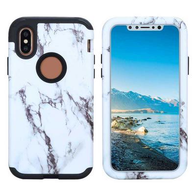 Marble Pattern 3 in 1 Detachable Hard PC + Soft TPU Back Cover Case for iPhone X - Black