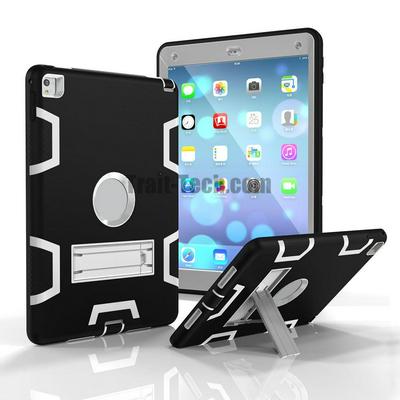 Kickstand Detachable 3 in 1 Hybrid TPU+ PC Case for iPad Air 2 iPad 6 - Black + Grey
