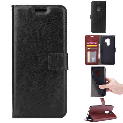 Crazy Horse Pattern Wallet  Card Holder Stand Support Picture Frame PU Leather +  TPU Phone Case for Samsung Galaxy S9 - Black