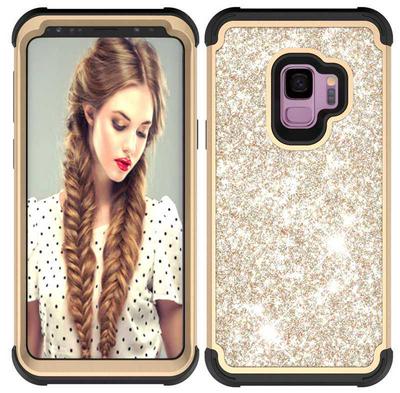 Armor Bling Style 3 in 1 Detachable Shockproof PC Front Bumper + Soft Silicone + PC Back Hybrid Back Cover Protective Case for Samsung Galaxy S9 Plus - Gold