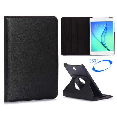 360 Rotatable Elastic Belt Side Flip Stand PC+PU Leather Case for Samsung Galaxy Tab A 8.0 T350 - Black
