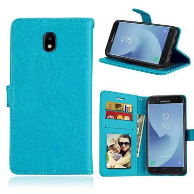 Skin Pattern Side Flip PU Leather + Soft TPU Card Holder with Picture Frame Wallet Style Stand and Magnetic Buckle Case for Samsung Galaxy J5 (2017) Europe - Blue 