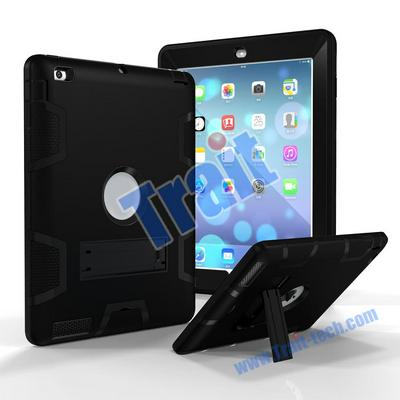Kickstand Detachable 3 in 1 Hybrid TPU+ PC Case for iPad 2 New iPad iPad 4 - Black