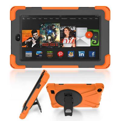 Shockwave Detachable 3 in 1 TPU + Hard PC Back Cover Case with Rotatable Stand for Amazon Kindle Fire 7 - Orange