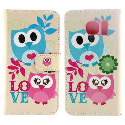 Cross Texture Wallet Style Magnetic Flip Stand TPU+ PU Leather Case for Samsung Galaxy S6 G9200 - Lovely Owl