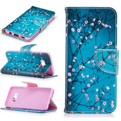 Colored Painting PU Leather + Soft TPU Case with Wallet Card Holder Slots Stand and Magnetic Buckle for Samsung Galaxy S8 / G9500 - Plum