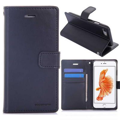 Mercury Blue Moon Series Wallet Style Flip Card Slot Stand TPU+ PU Leather Case for iPhone 7/8 - Black