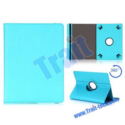 360 Rotatable Stand Folio Style Flip Leather Case for 10 Inch All Tablet PC with Safety Belt (Baby Blue) 