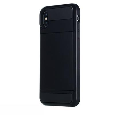 Simple Shockproof 3 in 1 Detachable with Card Slot Hard PC + Soft TPU Hybrid Back Cover Protective Case for iPhone Xs Max 6.5 - Black