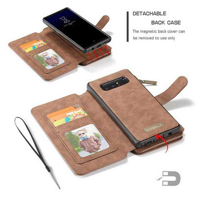 CaseMe Card Holder Wallet Style Picture Frame with Stand and Magnetic Flip Detachable PU Leather + TPU Protector Cover Case for Samsung Galaxy Note 8 - Brown