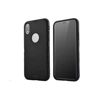 Armor Solid Color 2 in 1 Detachable Hard PC Back + Soft Silicone Bumper Frame Bybrid Back Cover Protective Case for iPhone X - Black