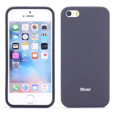 Roar All Day Colorful Jelly Series Soft TPU Back Cover Protective Case for iPhone SE/ 5 / 5s - Black