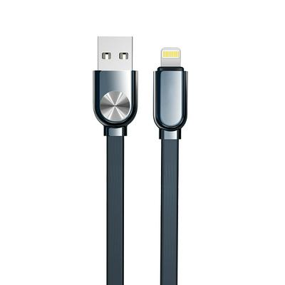 Joyroom S-M339 Dawn Series 8 Pin Intelligent LED Indicator 2.4A Current Flat Surface Wire Charge Data Transmission Date Cable for Devices with 8pin Interface - Navy Blue