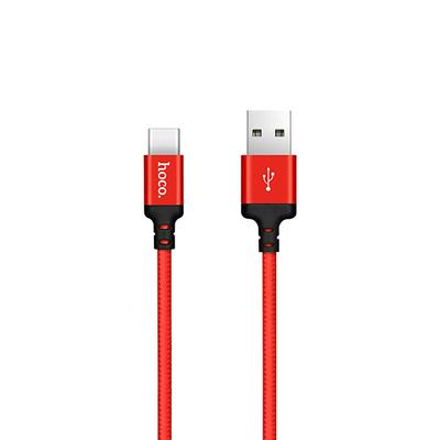 HOCO X14 Times Speed Type-C 1m 2A Fast Charging Cable with Aluminum Alloy Shell and TPE Braid for Samsung Huawei Xiaomi - Red