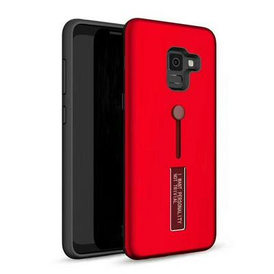 Angibabe Variety Raytheon 2 in 1 Shockproof Anti-Fingerprint Hard PC + Soft TPU with Hidden Stand Back Cover Case for Samsung Galaxy S9 - Red