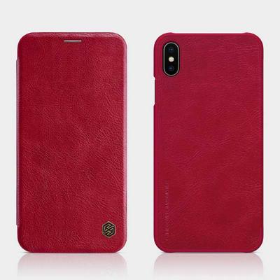 Nillkin Qin Series Super Thin Side Flip Design PU Leather + Hard PC with Card Slot Protective Case for iPhone Xs Max 6.5 Inch - Red 