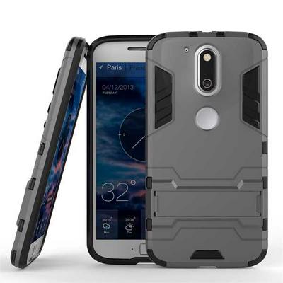 Detachable 3 in 1 Hard PC + TPU with Kickstand Hybrid Back Cover Case for Motorola Moto G4 Plus - Grey