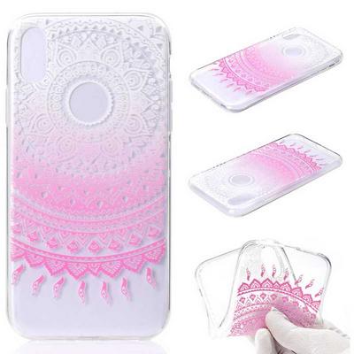Painted Ultra Slim Transparent Anti-Scratch Soft TPU Back Cover Protective Case for iPhone XR 6.1 - Pink Pattern