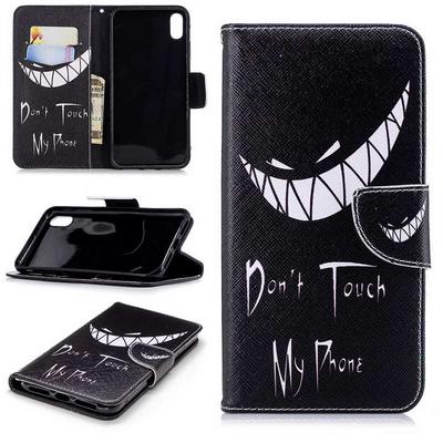 Colored Painting Card Holder Slots Wallet Style with Magnetic Buckle PU Leather + Soft TPU Case for iPhone Xs Max 6.5 - Black