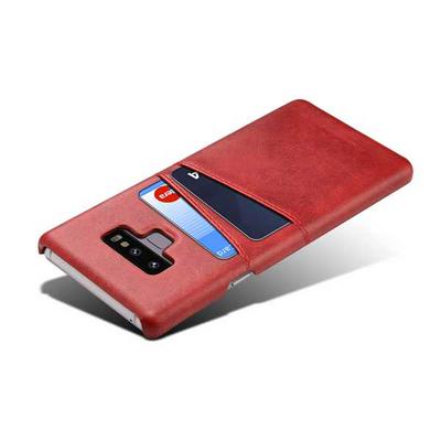 Card Holder Slots PU Leather Coated PC Back Cover Protective Case for Samsung Galaxy S9 - Red