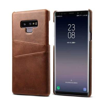 Card Holder Slots PU Leather Coated PC Back Cover Protective Case for Samsung Galaxy S9 - Coffee