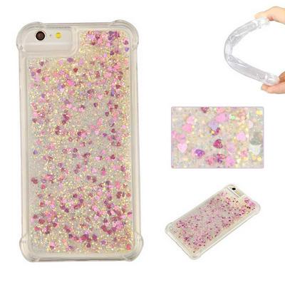 Glitter Liquid Series Fall Proof Soft TPU Back Cover Protective Phone Case for iPhone 6 / 6S - Purple & Pink & Gold