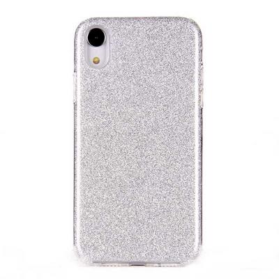 Bling Glitter Powder Glaze Solid Color Soft TPU Back Cover Case for iPhone XR 6.1 - Silver