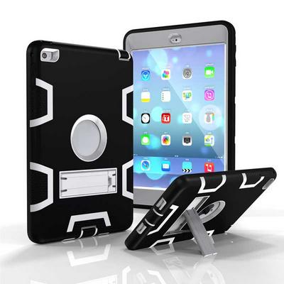 Kickstand Detachable 3 in 1 Hybrid TPU+ PC Case for iPad Mini 4 - Black + White