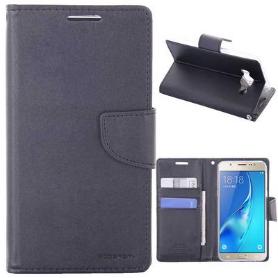Mercury Bravo Diary Series Wallet Style Flip Card Slot Stand Transparent TPU + PU Leather Case for Samsung Galaxy J5 (2016) J510 - Black