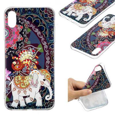 Painted High Transparent Anti-Scratch Soft TPU Back Cover Protective Case for iPhone Xs Max 6.5 - Elephant