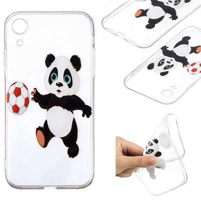 Painted High Transparent Anti-Scratch Soft TPU Back Cover Protective Case for iPhone XR 6.1 - Football Panda