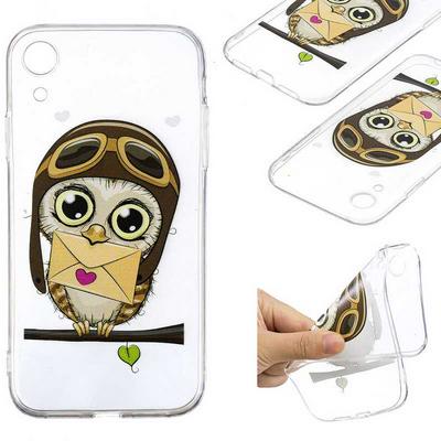 Painted High Transparent Anti-Scratch Soft TPU Back Cover Protective Case for iPhone XR 6.1 - Cute Owl