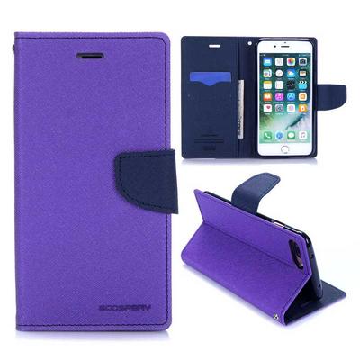 Mercy Goospery Fancy Diary Series Wallet Style Magnetic Flip Card Holder Stand TPU + PU Leather Case for iPhone 7 Plus - Purple and Navy Blue 