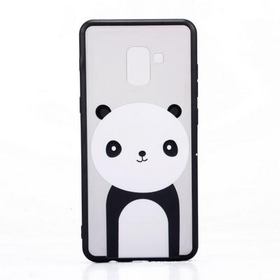 Color Painted Transparent Hard PC + Soft TPU Edge Hybrid Back Cover Protective Case for Samsung Galaxy A7 (2018) - Panda
