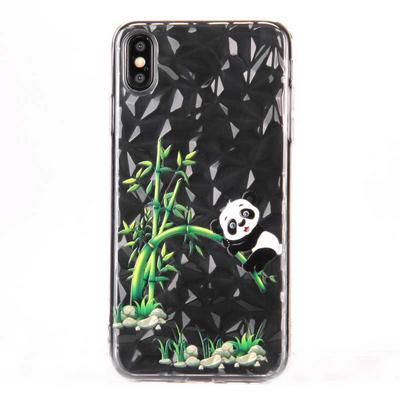 Color Painting Diamond Pattern Shockproof Soft Transparent TPU Back Cover Protective Case for iPhone X / XS - Panda