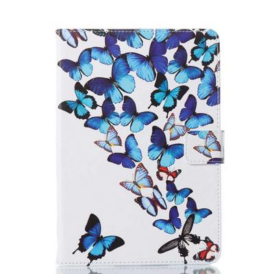 Color Painting Side Flip PU Leather + Soft TPU Three Card Slots with Stand and Magnetic Buckle Case for iPad Mini 1 / 2 / 3 / 4 - Blue Butterflies