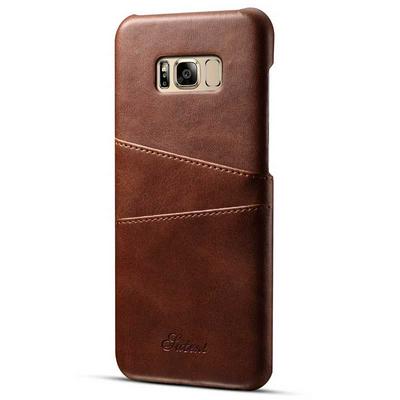 Suteni Calf Pattern with Two Card Slots Leather Coated Hard PC Back Cover Protective Phone Case for Samsung Galaxy S8 / G9500 - Dark Brown