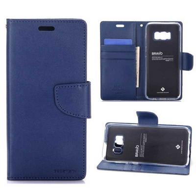Mercury Goospery PU Leather + TPU Back Cover Case with Card Holder Wallet and Stand for Samsung Galaxy S8 / G9500 - NavyB lue