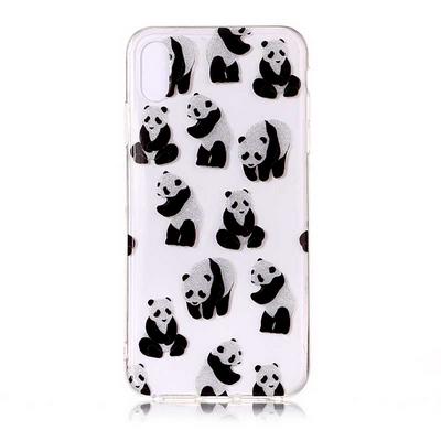 Colored Painting Transparent Soft TPU Back Cover Case for iPhone Xs Max 6.5 - Panda