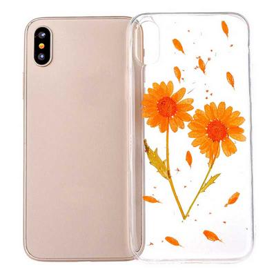 Transparent Real Flowers Specimen Epoxy Soft TPU Back Case for iPhone XR 6.1 - No.14