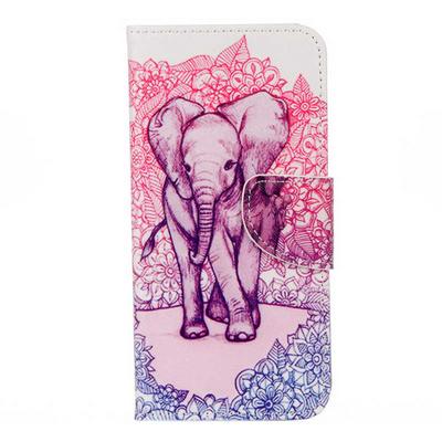 Colored Painting PU Leather + TPU Back Cover Case with Card Holder Wallet and Stand for Samsung Galaxy S8 / G9500 - Elephant