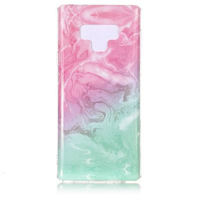 Painted Marble Pattern Anti-Scratch Soft TPU Back Cover Protective Case for Samsung Galaxy Note 9 - Pink & Green