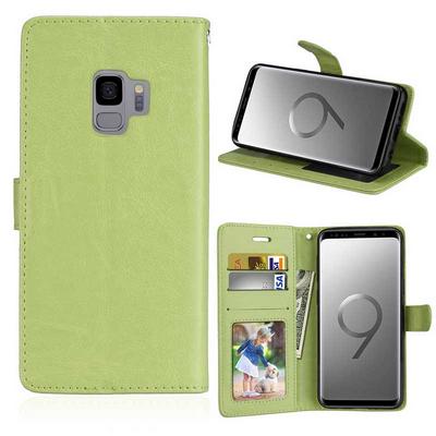 Solid Color Side Flip PU Leather + Soft TPU with Picture Frame Card Slots and Magnetic Buckle Wallet Protective Case for Samsung Galaxy S9 - Green