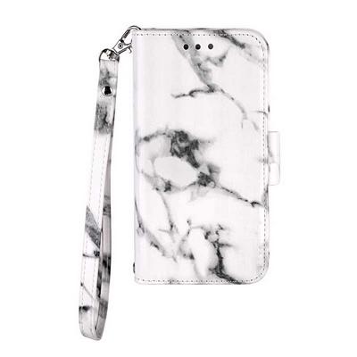 Marble Pattern Side Flip Shockproof PU Leather + Soft TPU Hand Rope with Card Slots Magnetic Buckle and Stand Wallet Protective Case for iPhone XR 6.1 - Black