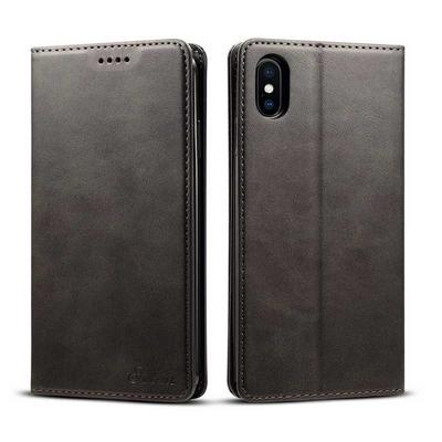Calf Pattern Side Flip PU Leather + TPU with Card Slots and Stand Wallet Protective Case for iPhone Xs Max 6.5 - Black